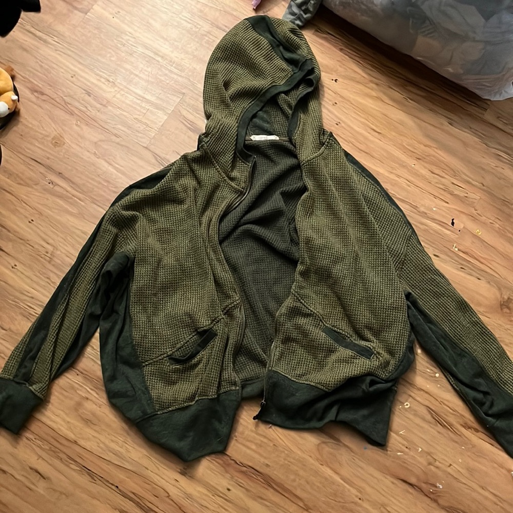 Sage and dark green zip up sweater